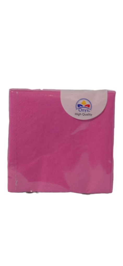 Serviettes 3 plis rose 200 x 200 mm face dessus